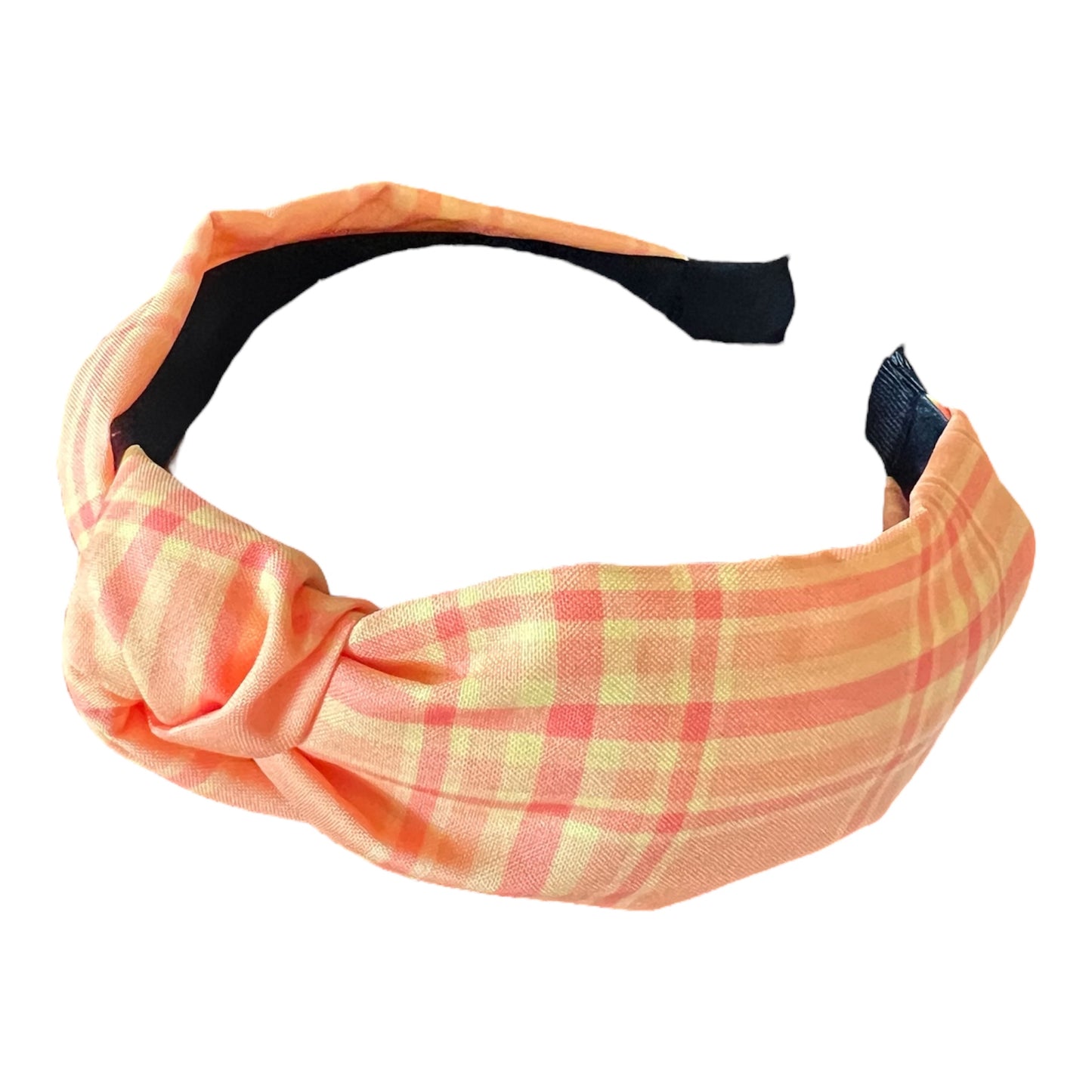 Orange plaid knotted headband