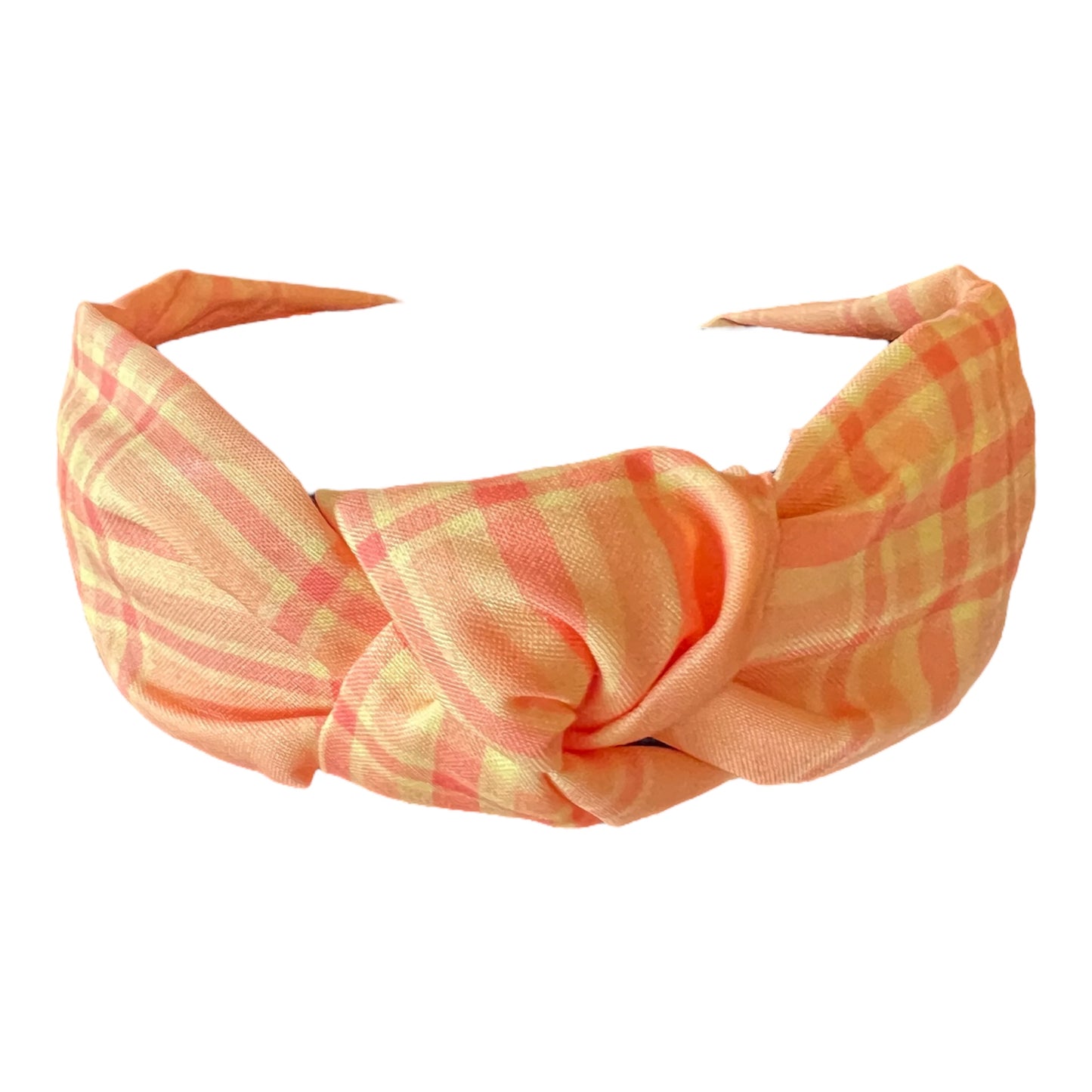 Orange plaid knotted headband