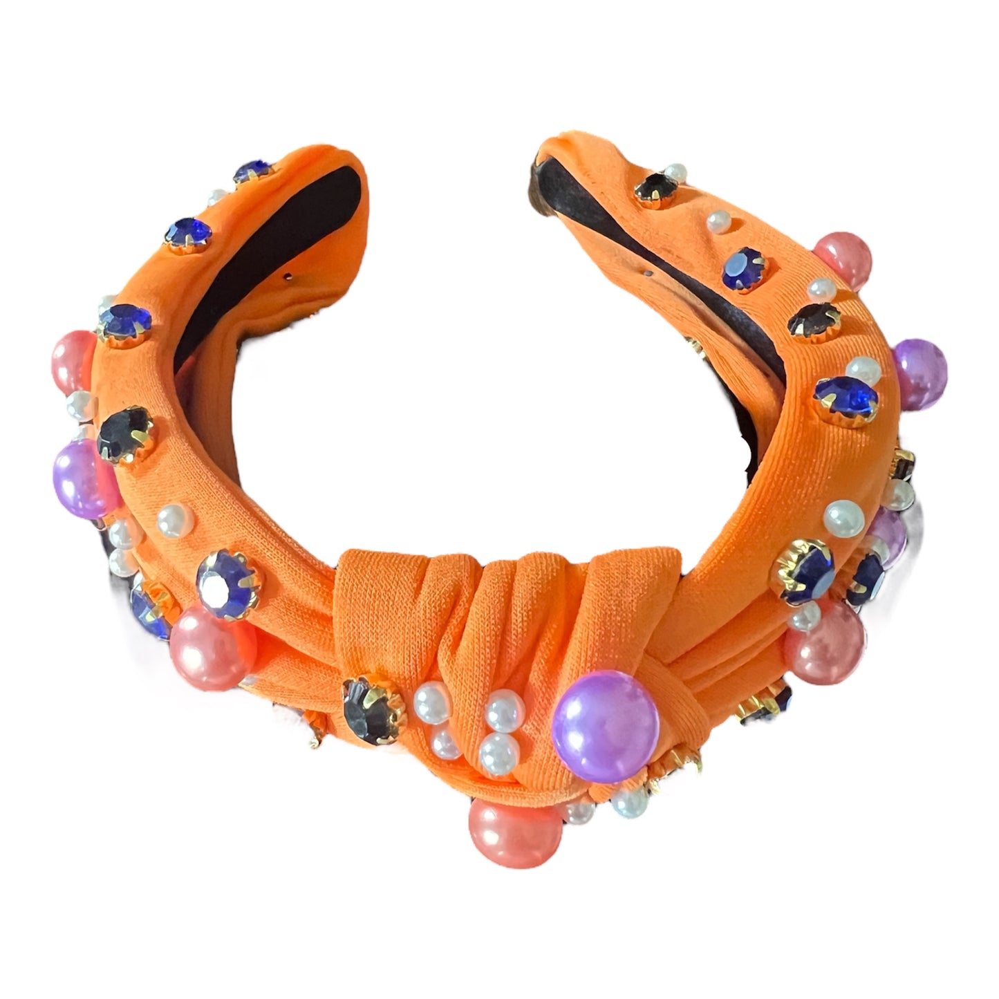 Orange beaded knotted headband