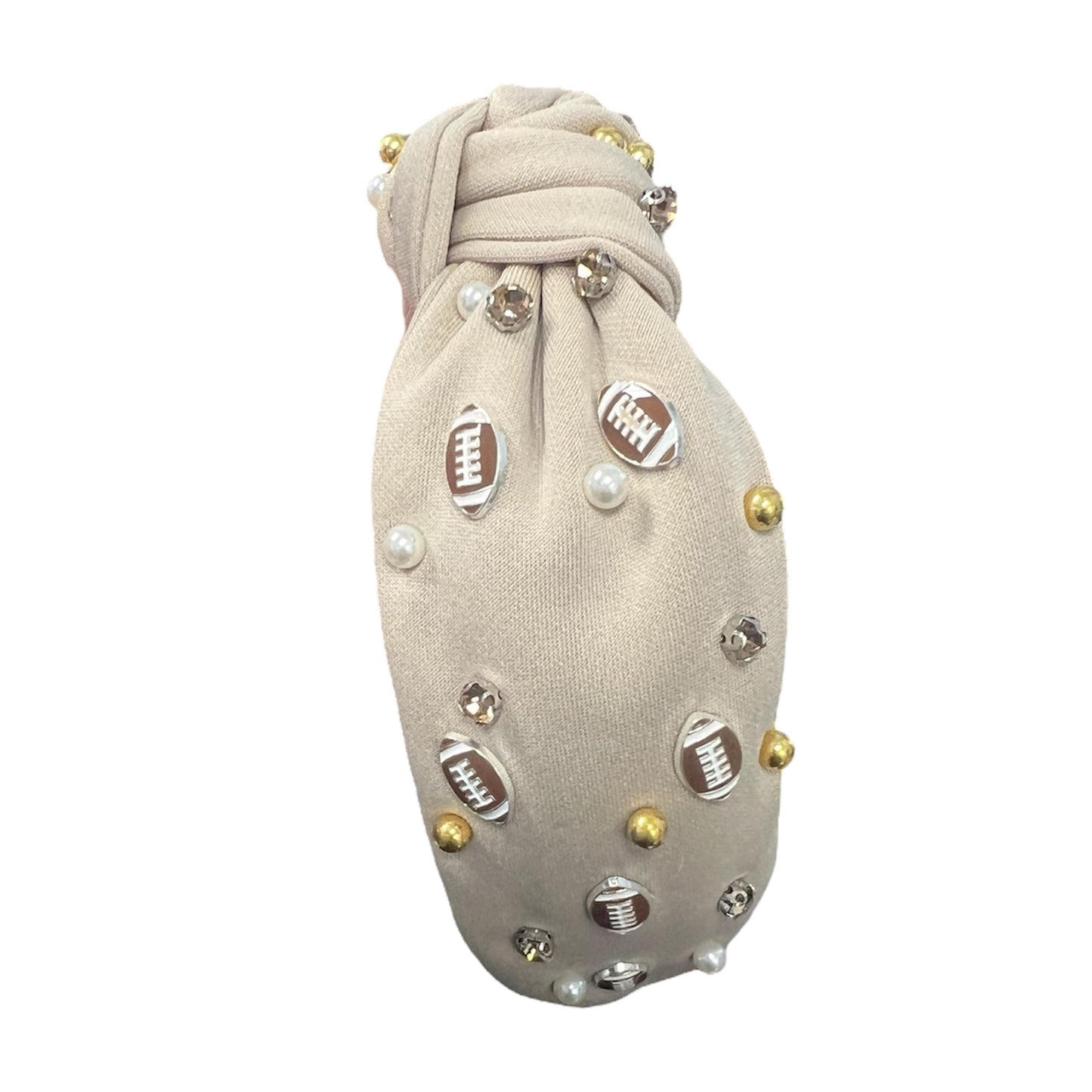 Cream Football charm headband beige