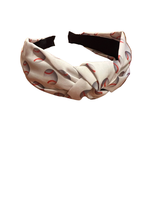 White baseball print headband