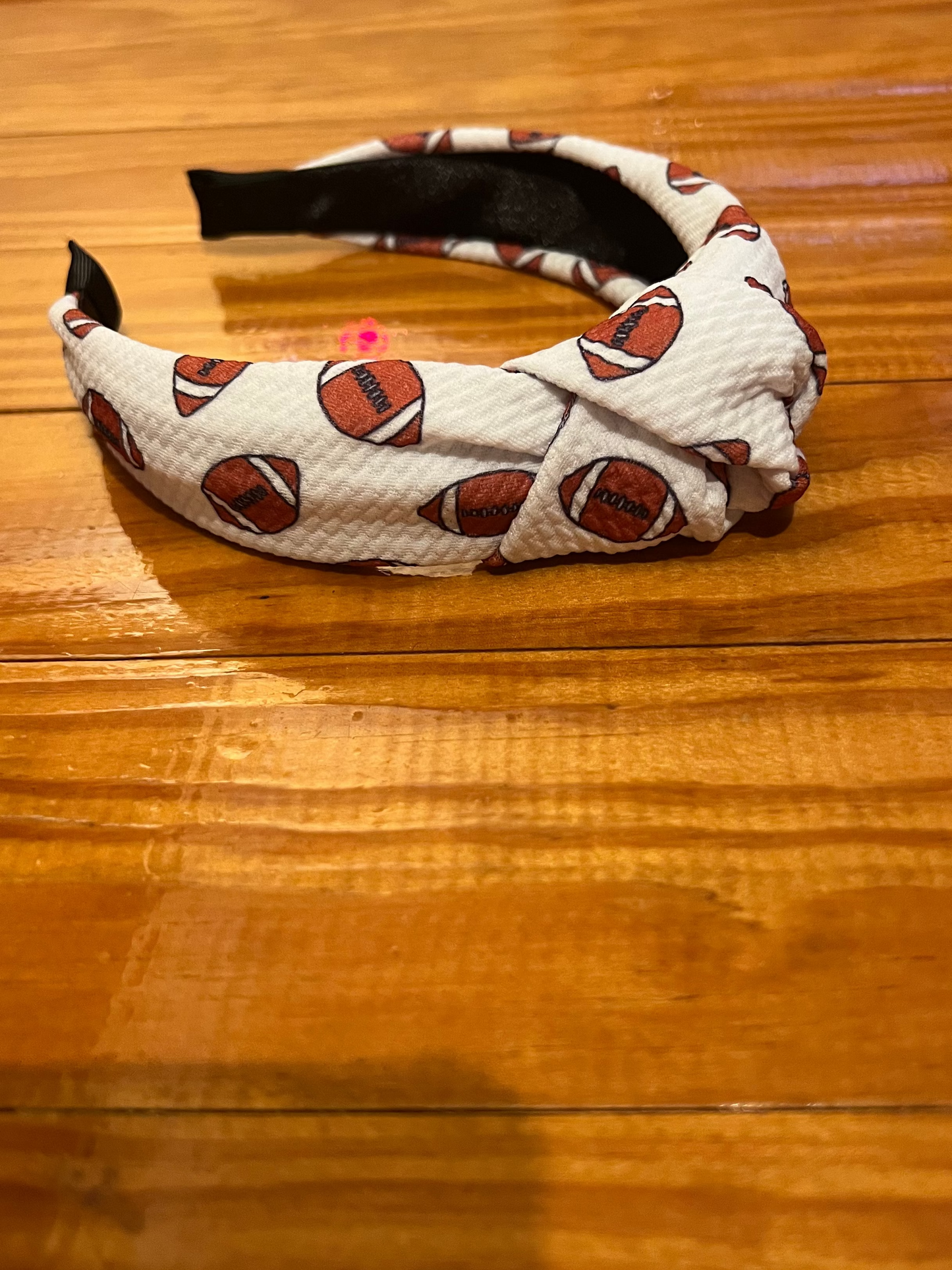 White football print headband