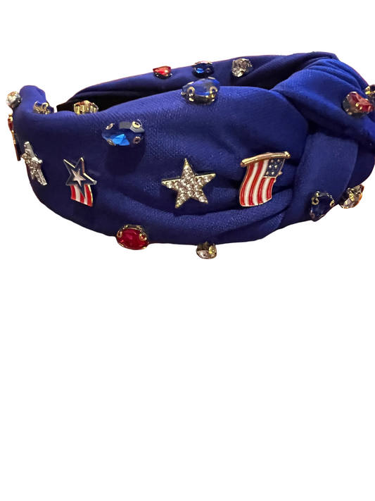 Blue American flag wide headband