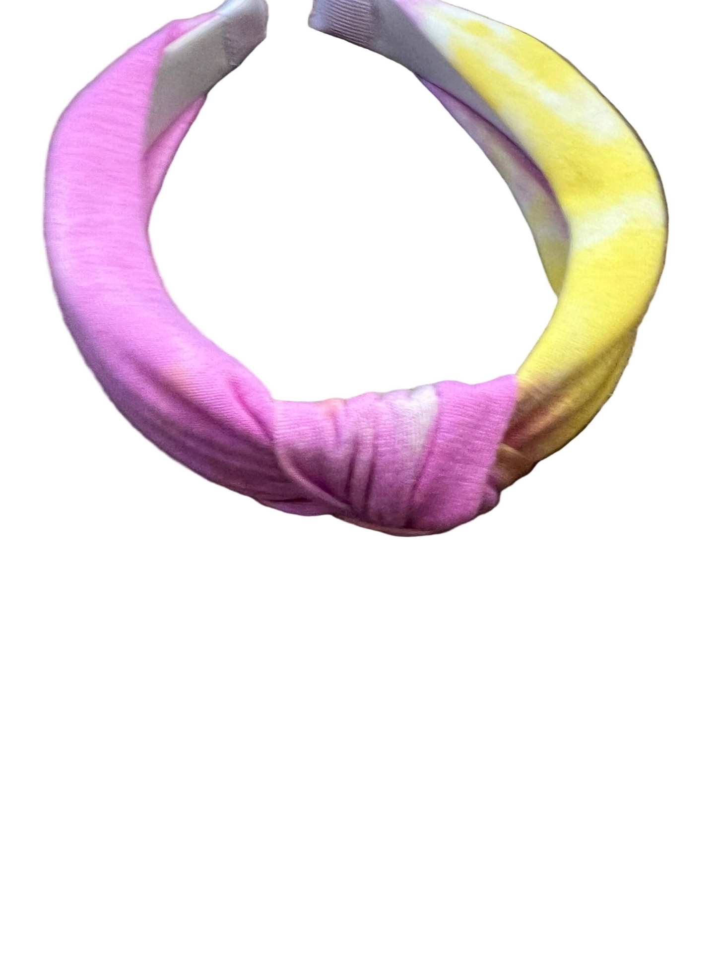 Purple and yellow tied dye headband