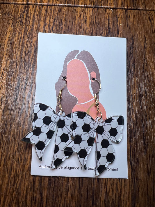 Soccer bow earrings
