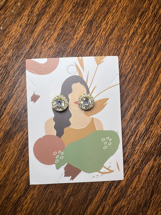 Gold stud earrings