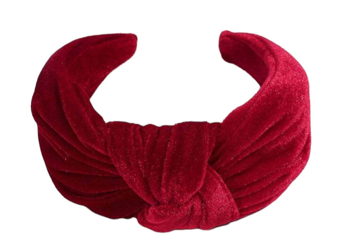 Red Wide Velvet Knot Headband