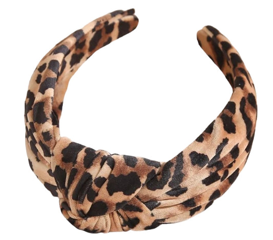 Leopard Print Wide Velvet Knot Headband