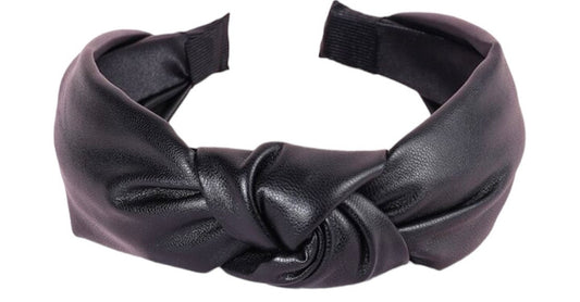 Black Faux Leather Knot Headband