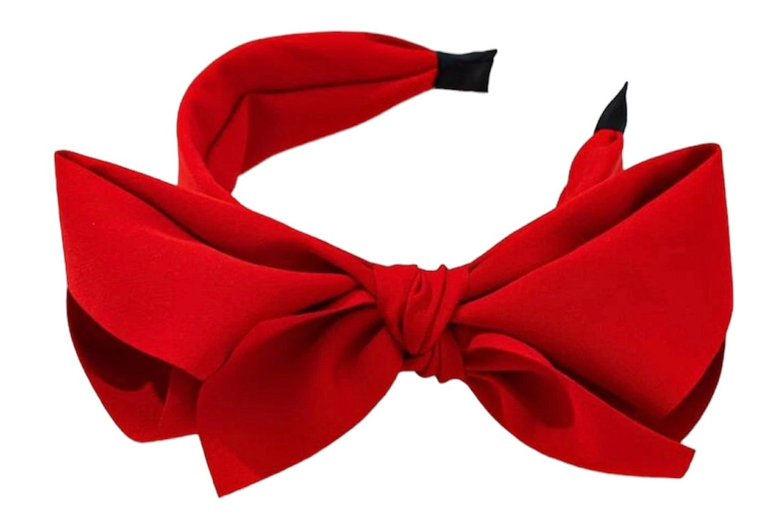 Side Bow Headband Solid Red