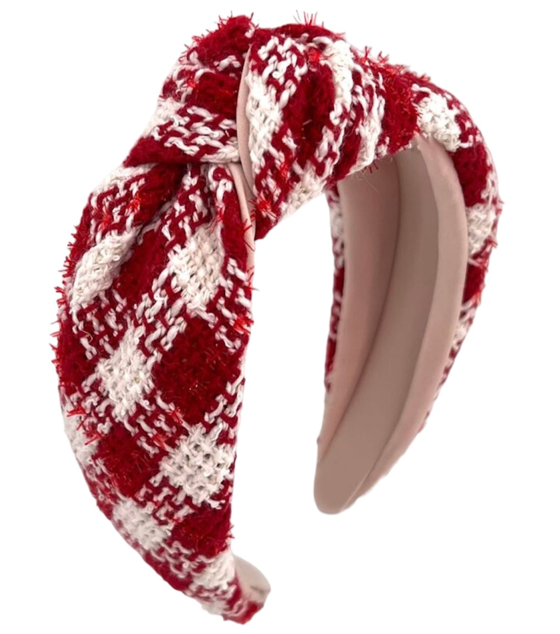 Red Plaid Wide Knot Headband